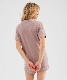 GEMO Pyjashort fluide avec haut chemise femme beige taupe