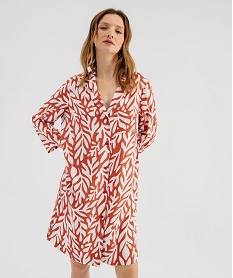 GEMO Chemise de nuit fluide forme chemise femme beige chine