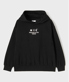 GEMO Sweat à capuche loose imprimé devant et dos fille Noir