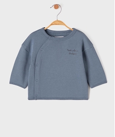 GEMO Sweat brassière fermeture latérale avec motif dos bébé garçon Bleu