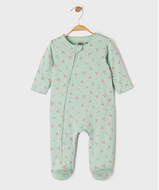 GEMO Pyjama en jersey de coton à motifs cerises ouverture zippée devant bébé Vert