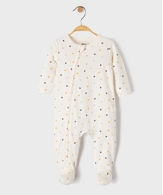 GEMO Pyjama dors bien en coton imprimé coeurs ouverture devant par zip bébé Blanc