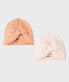 GEMO Bonnets de naissance en coton bébé fille (lot de 2) Rose