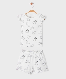 GEMO Pyjashort 2 pièces à motifs animaux bébé fille tee-shirt et short Beige