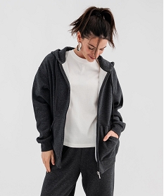 GEMO Sweat zippée à capuche en molleton femme Gris