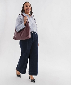 GEMO Jean wide leg taille haute femme grande taille Bleu