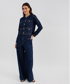 GEMO Jean palazzo taille haute femme Bleu