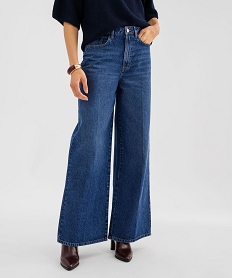 GEMO Jean palazzo taille haute femme bleu standard
