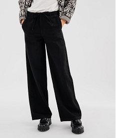GEMO Jean wide leg à taille élastiquée et liens à nouer femme noir standard