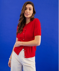 GEMO Gilet à manches courtes en maille fine et souple femme rouge standard