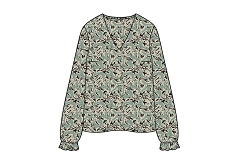 GEMO Blouse imprimée en viscose avec décolleté en V femme bleu chine