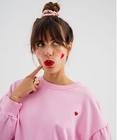 GEMO Sweat oversize avec manches froncées femme Rose