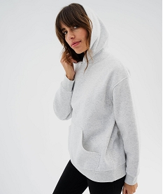 GEMO Sweat à capuche en molleton uni femme Gris