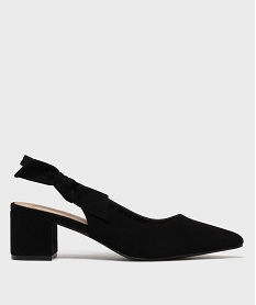 GEMO Escarpins slingbacks en suédine à talon large et bout pointu femme - Valentina Baldano noir standard