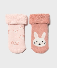 GEMO Bottons en coton avec intérieur bouclette bébé (lot de 2) rose standard