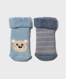 GEMO Bottons avec intérieur bouclette bébé garçon (lot de 2) bleu standard