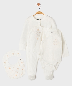 GEMO Ensemble 3 pièces bavoir body et pyjama bébé blanc standard