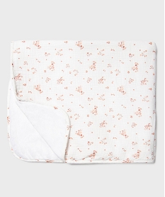 GEMO Couverture bébé à motifs fleuris et doublure velours Beige