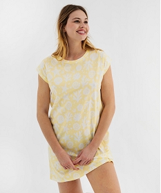 GEMO Chemise de nuit en coton à motifs marins femme Jaune