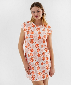 GEMO Chemise de nuit en coton à motifs marins femme Orange