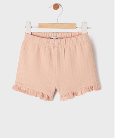 GEMO Short en jersey de coton texturé à taille élastiquée bébé fille Orange
