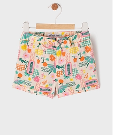 GEMO Short en viscose imprimée léger et fluide bébé fille Blanc
