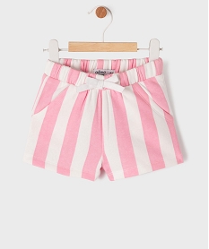 GEMO Short en molleton à rayures bébé fille Rose