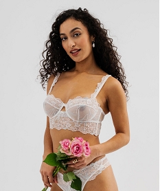 GEMO Soutien-gorge corbeille à armatures avec basque en dentelle femme Beige