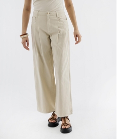 GEMO Jean wide leg à pinces femme Beige