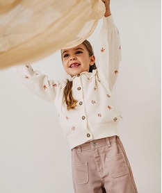 GEMO Gilet à grand col avec motifs brodés fille Beige