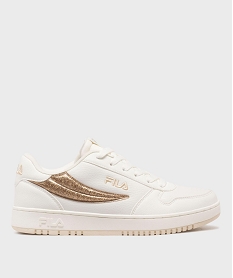 GEMO Baskets basses à lacets avec empiècements pailletés femme - Fila blanc standard