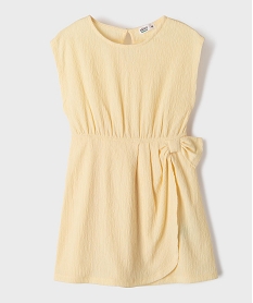 GEMO Robe courte sans manches en maille froissée fille Jaune