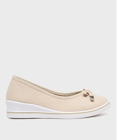 GEMO Escarpins femme en toile unis à semelle contrastante Beige