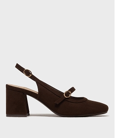 GEMO Escarpins slingback à bout carré femme - Follow Me marron fonce