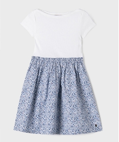 GEMO Robe bi-matières à manches courtes fille - LuluCastagnette Blanc