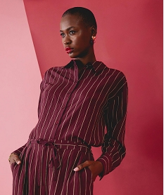 GEMO Chemise fluide à fines rayures femme Rouge