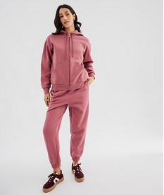 GEMO Pantalon de jogging en molleton uni à taille élastiquée femme rose standard