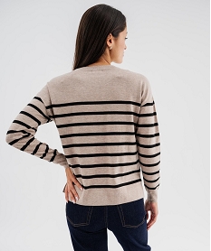 GEMO Pull en maille fine avec boutons sur l’épaule femme Beige