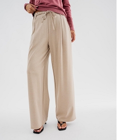 GEMO Pantalon ample et fluide en maille extensible femme Beige