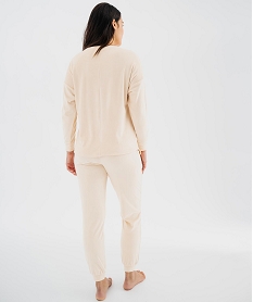 GEMO Pyjama pantalon manches longues femme beige standard
