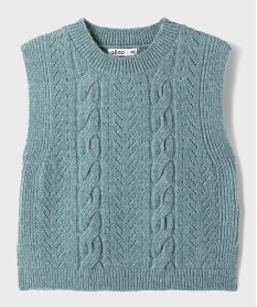 GEMO Pull sans manches en maille torsadée fille Vert