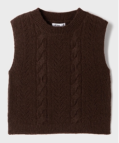 GEMO Pull sans manches en maille torsadée fille marron fonce