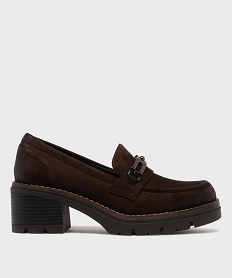 GEMO Mocassins avec bijou métallique sur semelle crantée femme - Valentina Baldano marron fonce