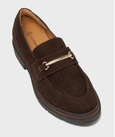 GEMO Mocassins en suédine femme - LuluCastagnette marron fonce