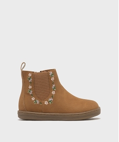 GEMO Boots Chelsea zippées à broderie fleurie fille - Lovely Wings marron standard
