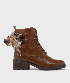 GEMO Boots à lacets et zip avec foulard sur la tige femme - Emilia Rosa marron standard