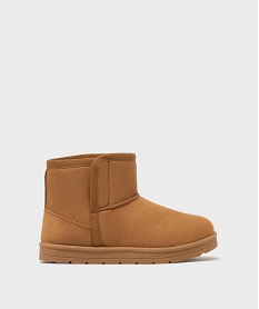 GEMO Boots fourrées à scratch fille marron standard