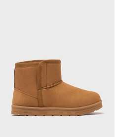 GEMO Boots fourrées en suédine à scratch fille marron standard
