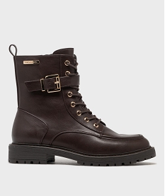 GEMO Boots lacets avec bride à boucle femme - LuluCastagnette marron fonce