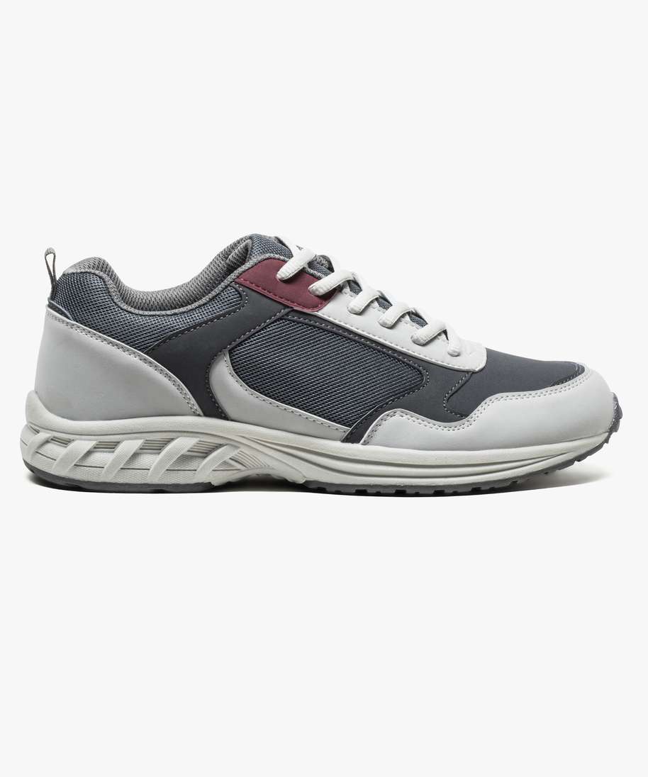 baskets homme multimatieres a lacets gris standard baskets et tennis homme GEMO